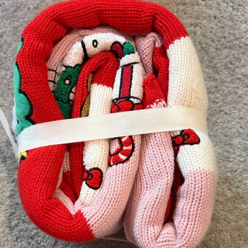 Pottery Barn Teen Hello Kitty Red Green Pink Throw Blanket - Picture 3 of 9